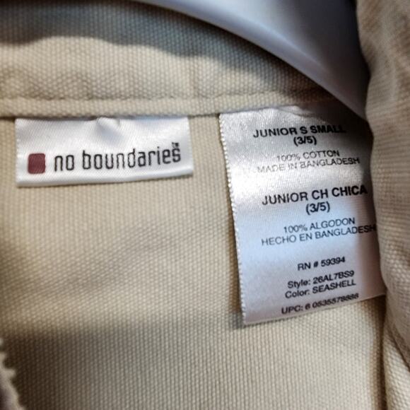 No Boundaries Y2K Military Vest Jr Small 3-5 Beige Distressed Big Buttons Chic - Picture 11 of 11